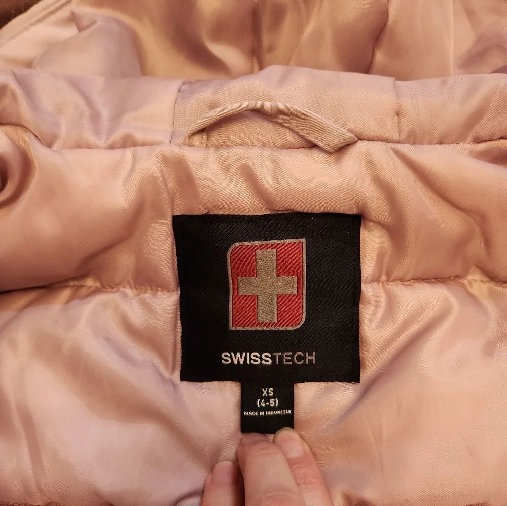Swiss Tech Pink Girl's Jacket With Fur Lined Hood